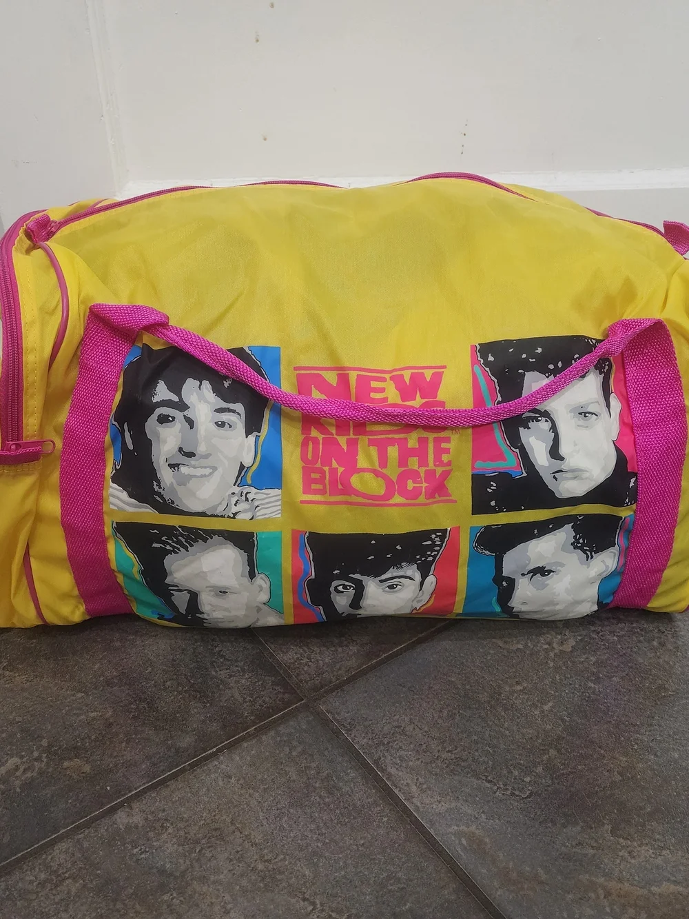 Vintage 1990 New Kids On The Block Overnight Travel Sleeping Bag Case Duffel Bag